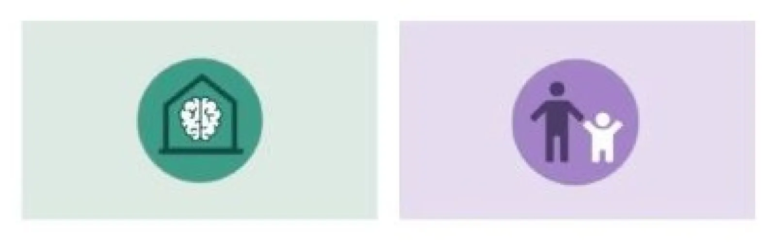 Symbols representing brain architecture and adult-child interactions